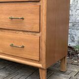 Vintage chest of drawers with compass feet, oak, original patina, 1950s