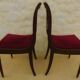 2 stylish solid wood chairs with red velvet fabric seats
