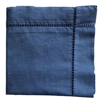 Antique pillowcase in linen and navy blue cotton