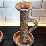 Pair of large format stoneware candlesticks
