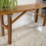 Folding bench in wood varnish vintage