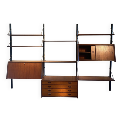 Bibliothèque système mural scandinave vintage ''Kristen'' de Louis Van Teeffe