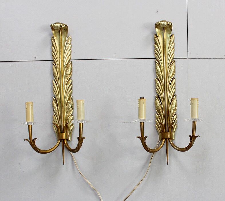 Pair of golden bronze appliques - 1950