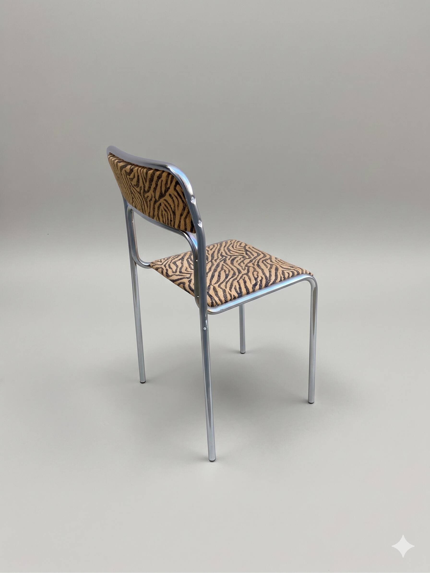 Chrome Tubular Chair & Leopard - Bauhaus Style - Vintage