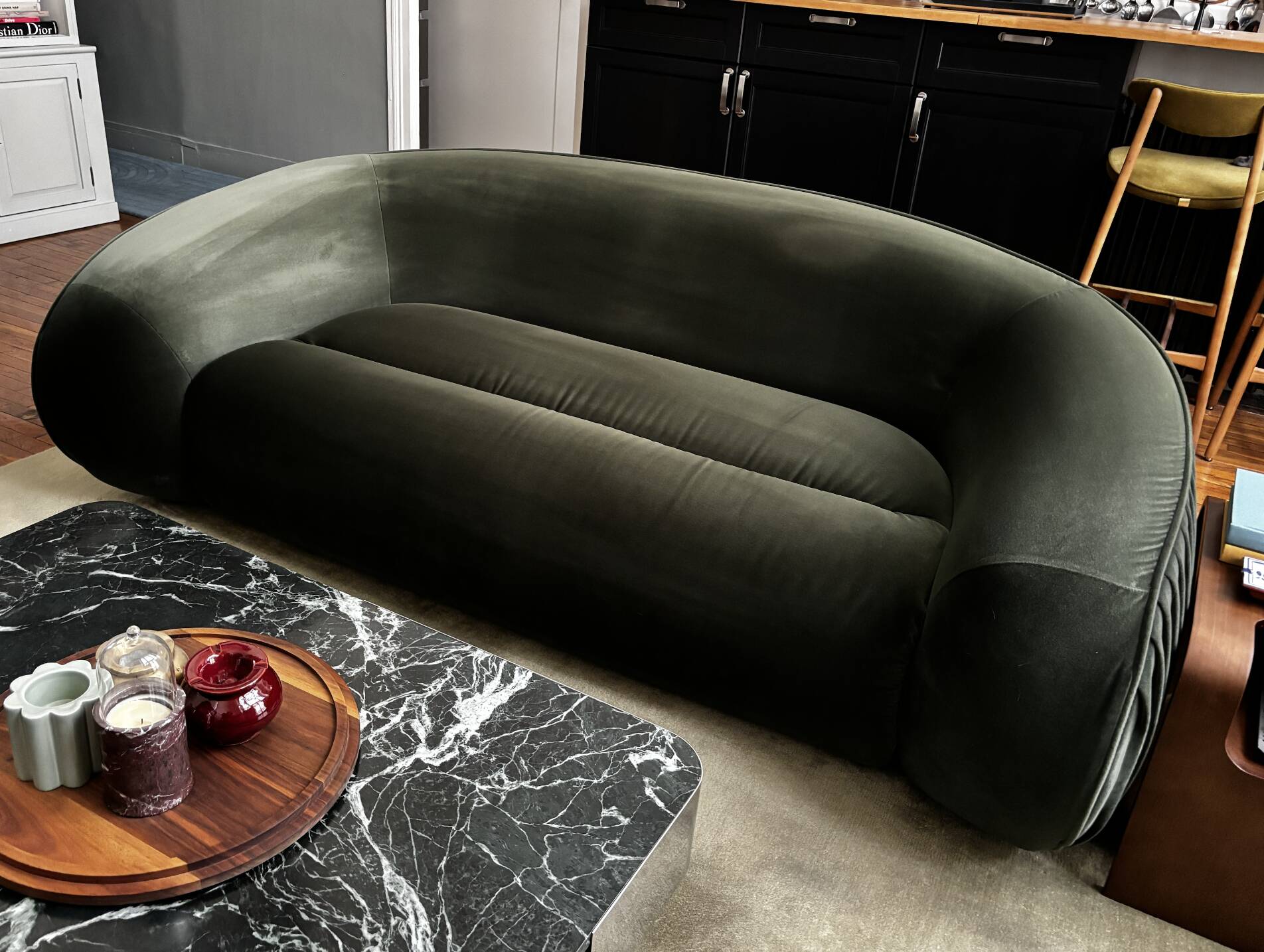 Emet three seater sofa, velvet deep soho home
