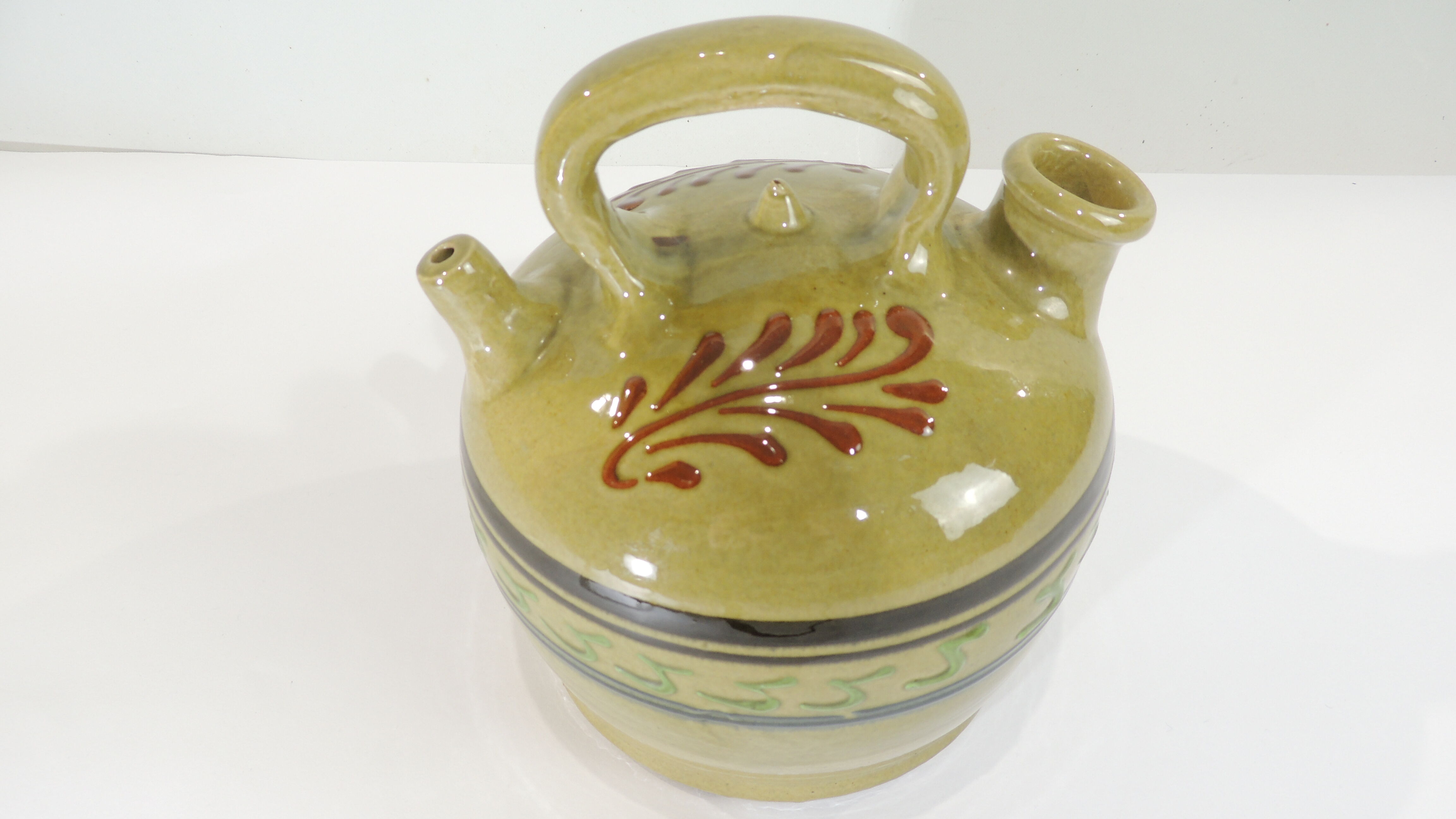 Gargoulette/Glazed terracotta jug/vintage/pitcher