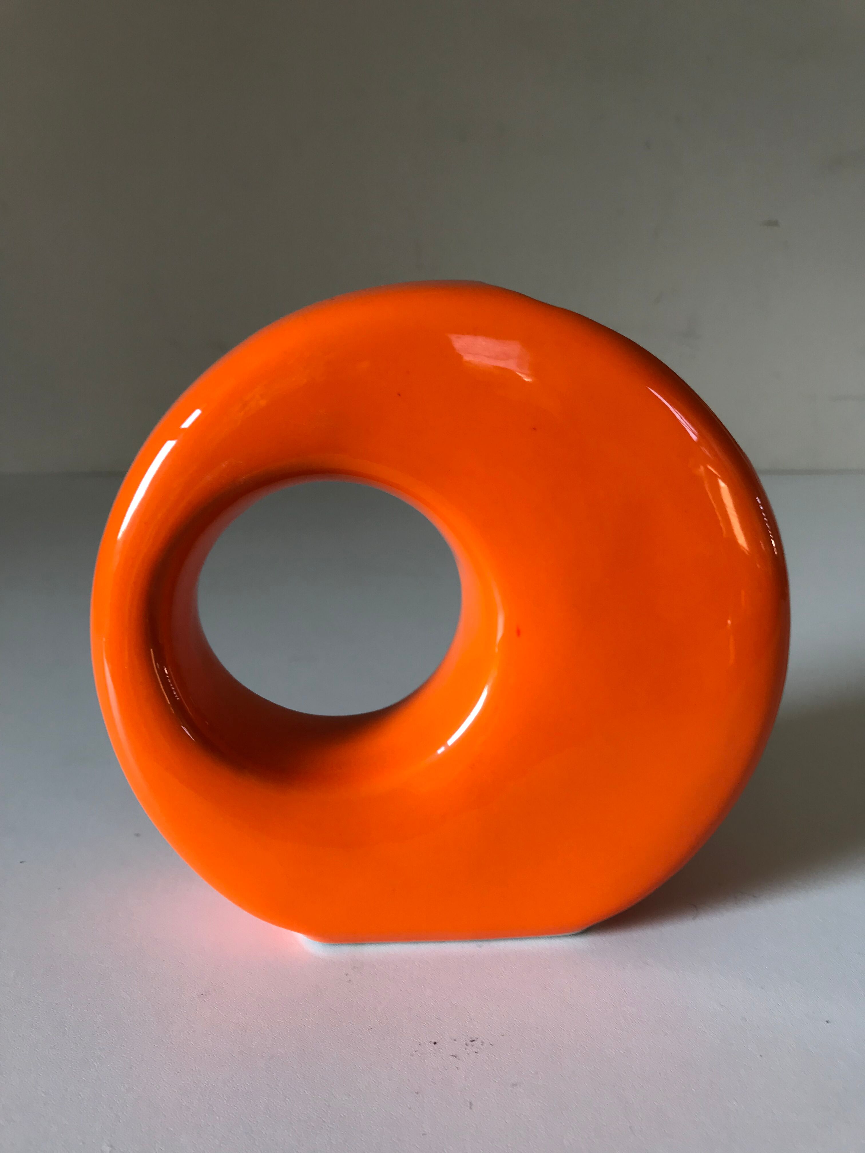 Vase céramique orange  vintage Annees 70