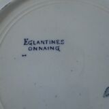 Plate old faience onnaing model eglantine blue decoration