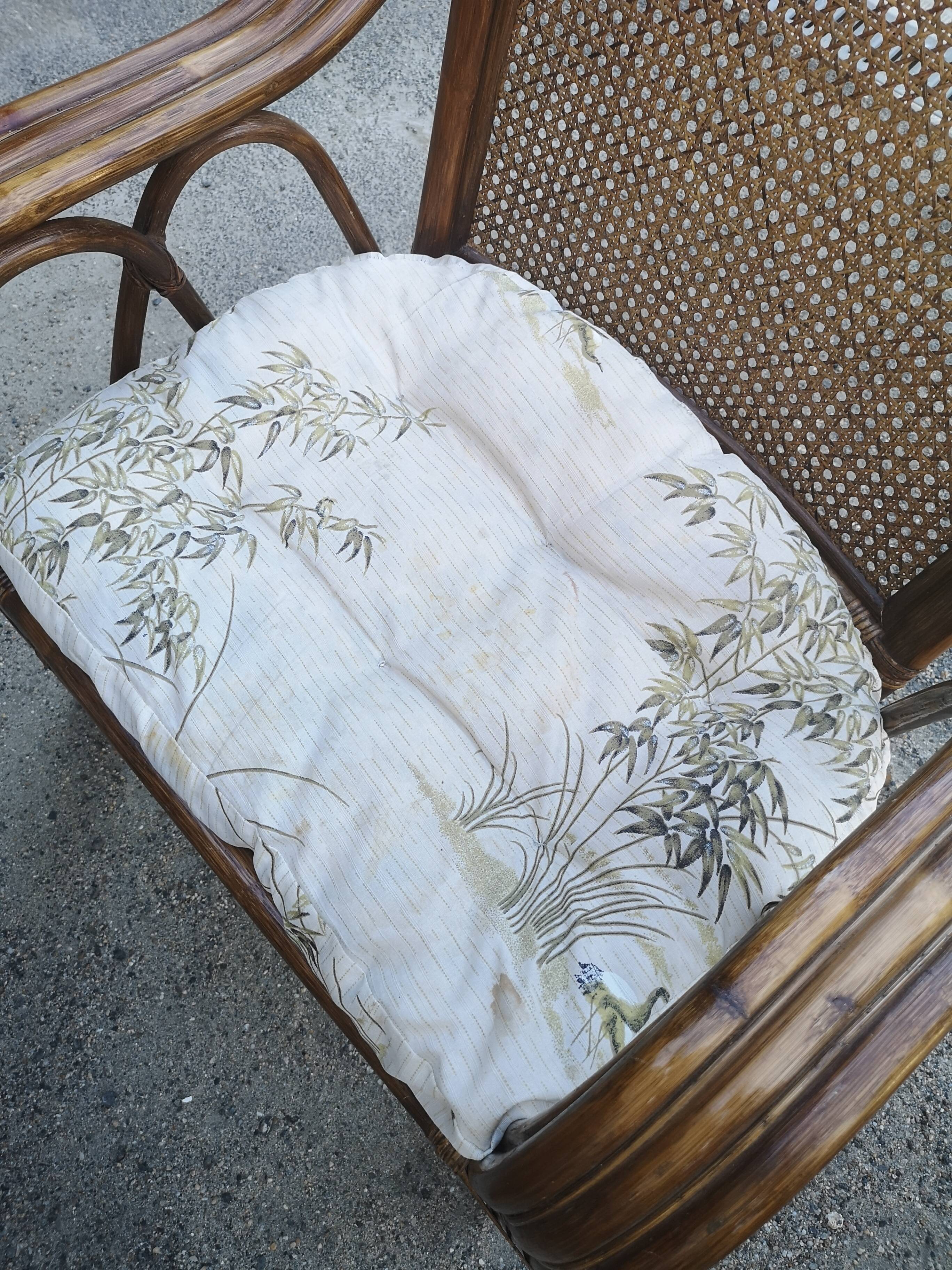 4 vintage rattan armchairs