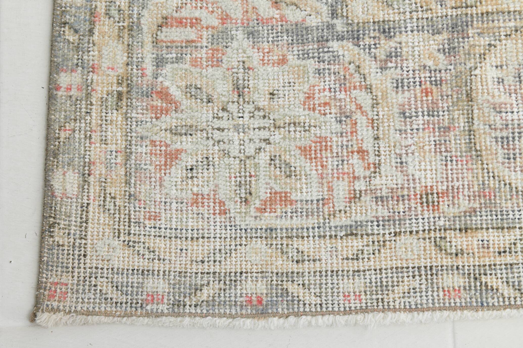 7x10 Vintage Soft Red & Beige Vintage Oushak Area Rug, 207x310 Cm