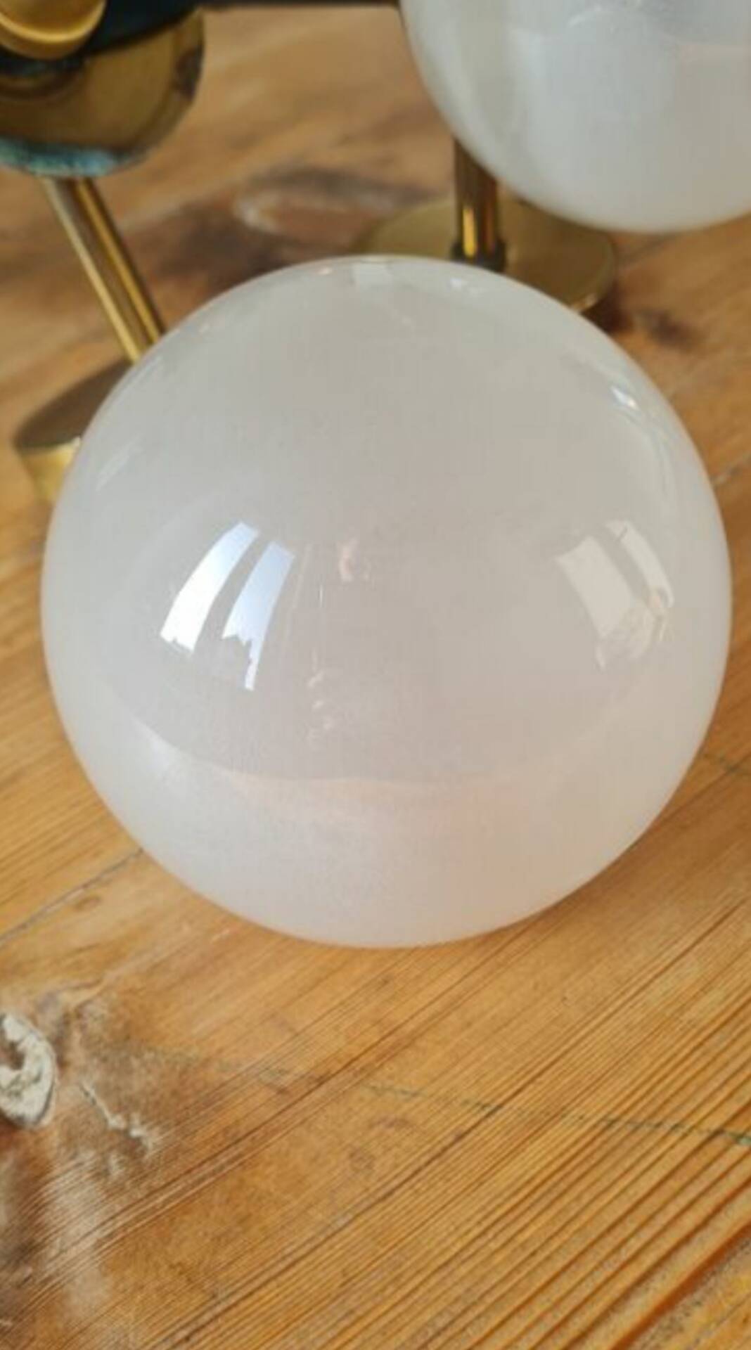 Pair of brass and glass wall lights