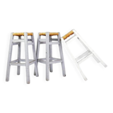 Set of 3 wood framed rush seat bar stools