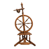 Rouet ancien en bois tourné 1900