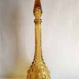 Italian carafe amber yellow glass vintage bubbles