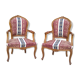 Pairs of chairs style louis XV in wood and fabrics