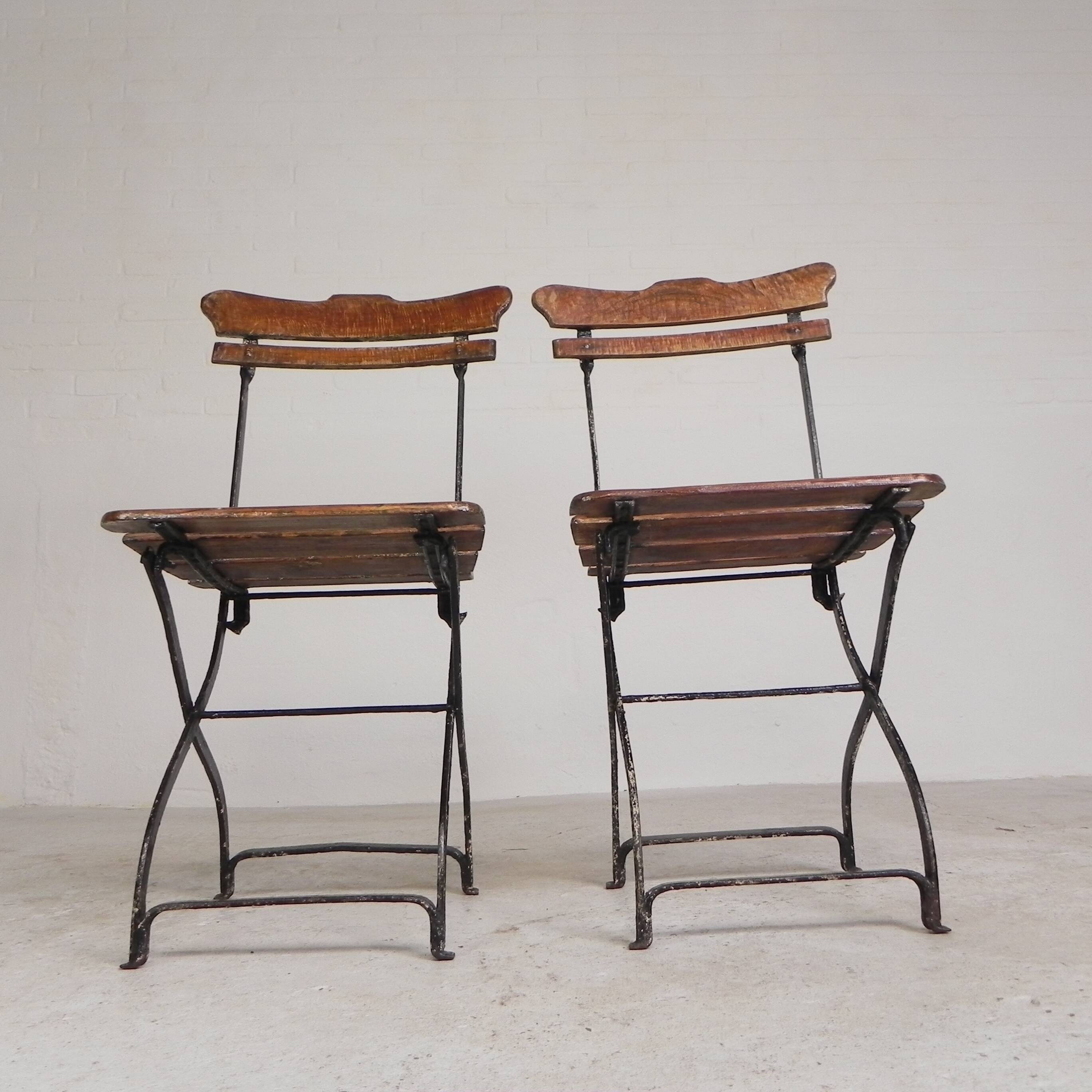 Set of 2 folding chairs, garden chairs, 1930s