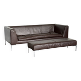 B&B Italia sofa “Charles” Leather Sofa with Matching Ottoma