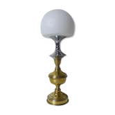 Lampe champignon argent laiton pate de verre