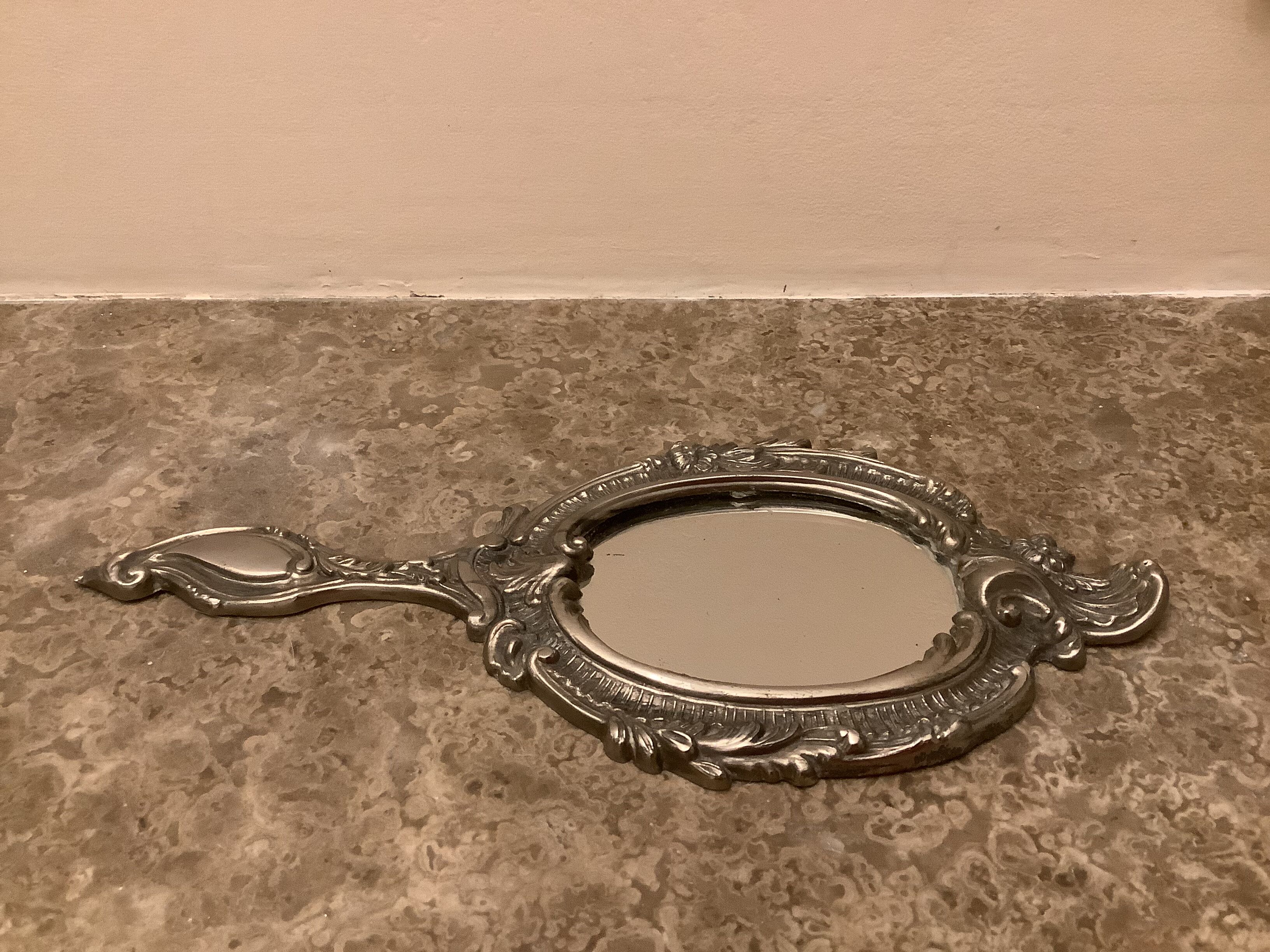 Silver hand mirror made in Belgium