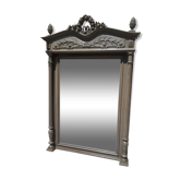 Old mirror carved patinated gray-green, Louis XVI style of period late XIX th.