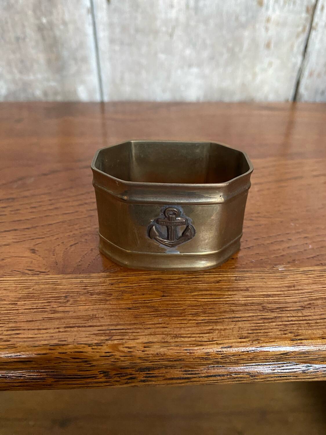 Antique Brass Napkin Ring + Vintage Marine Anchor #B668