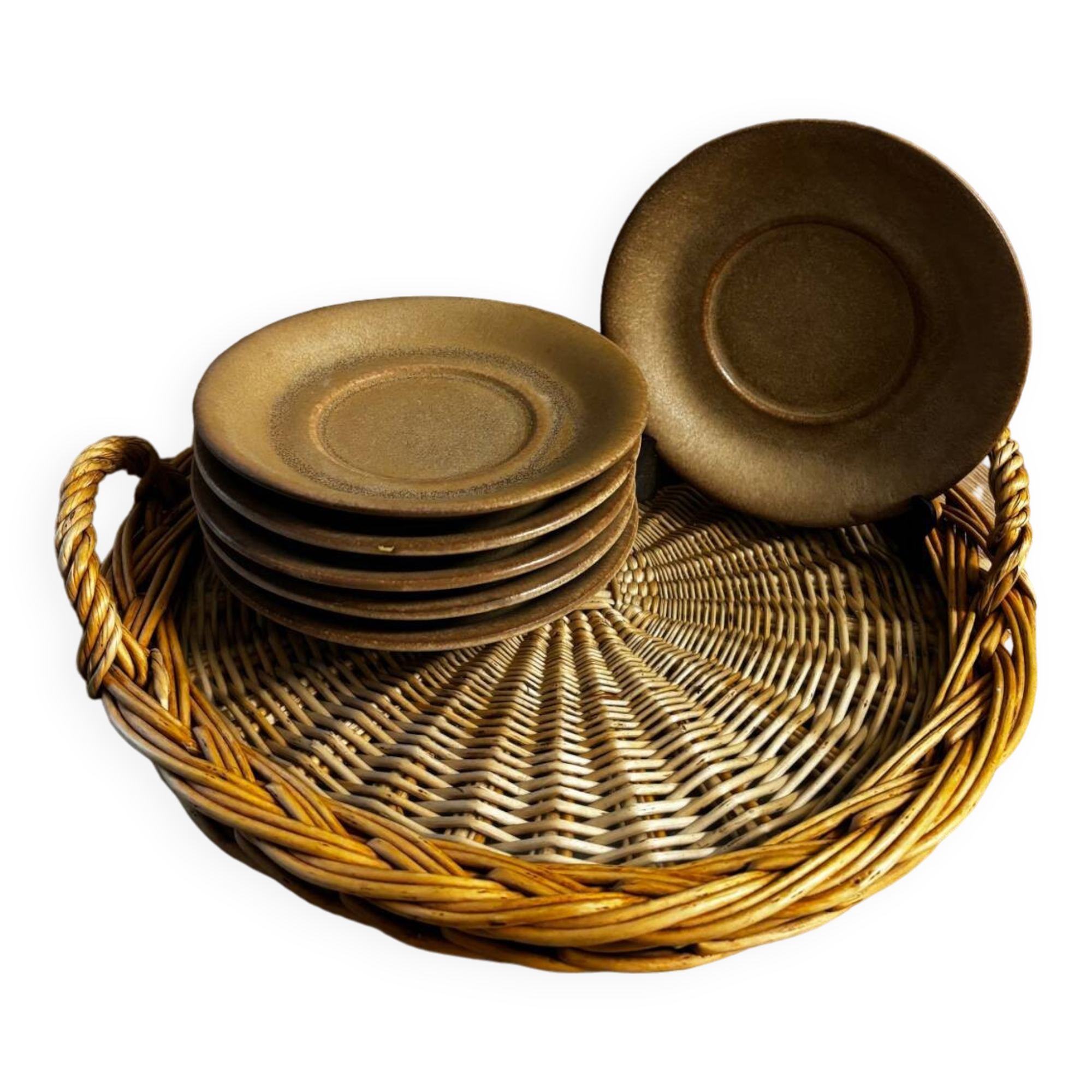 Set of 6 vintage brown saucers