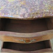 Paire de 2 chevets-louis xv-marqueterie-2 tiroirs-marbre rose