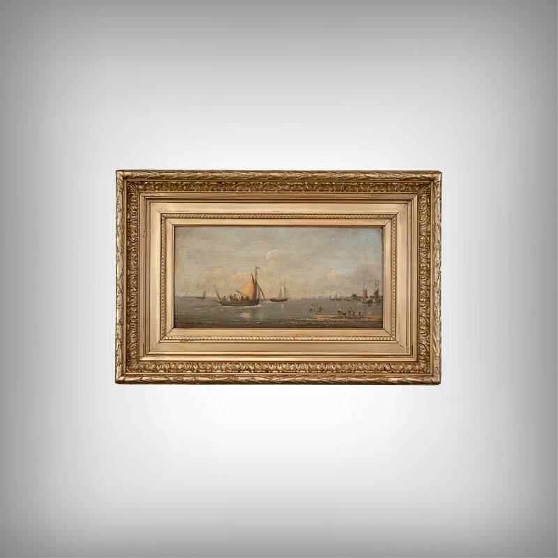 Tableau "Return to Port", oil on panel, signed Gilbert – Late 19th century