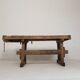 Wooden industrial workbench with vice, 194 cm long, 1930s.