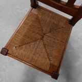 Set of 4 Early Art Deco Oak & Wicker Dining Chairs, Belgium, 1915