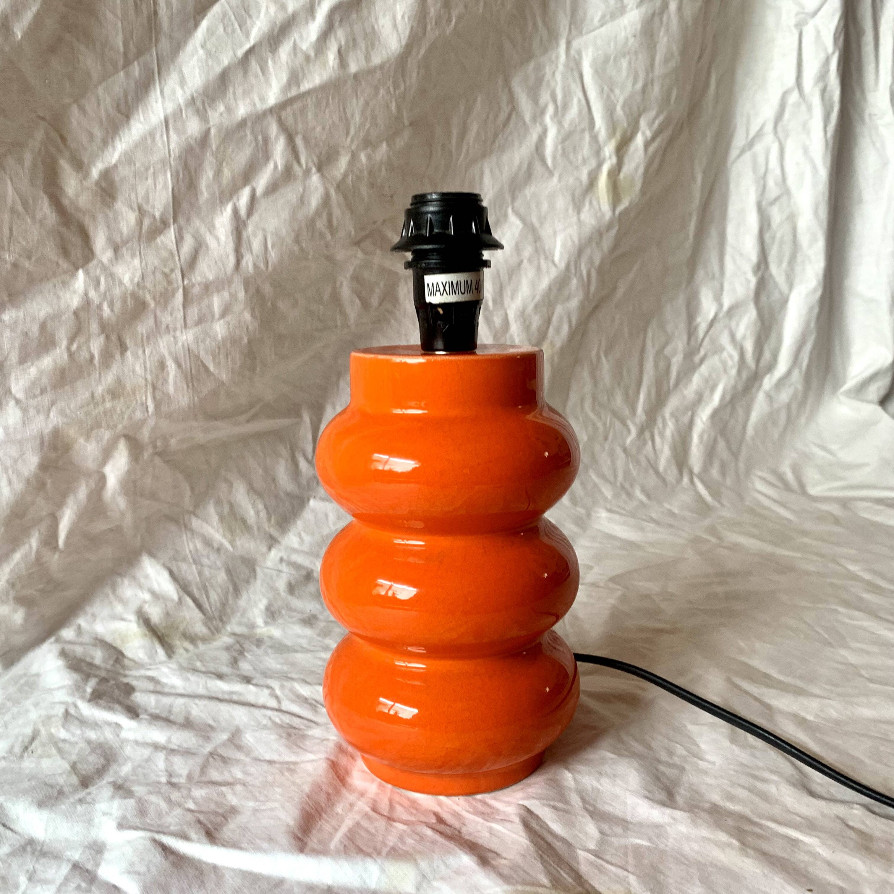 Orange glazed ceramic lamp base - 1970s