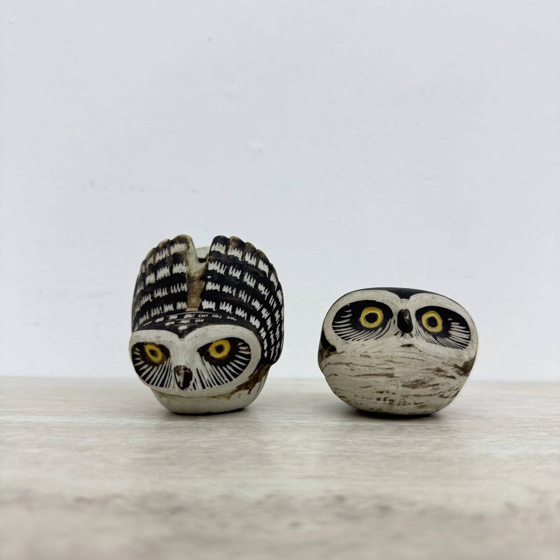 Set of 2 owls ceramic owl "Burr" made by Edvard Lindahl for Gustavsberg, 1960s