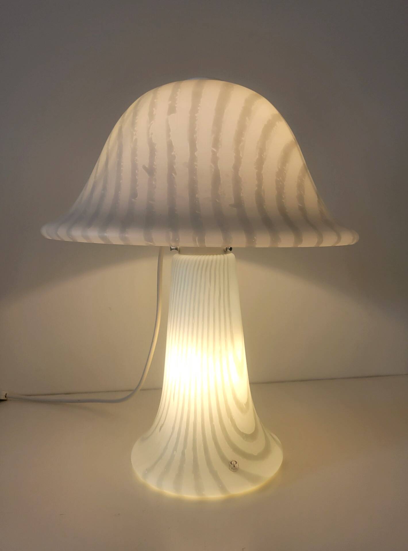 Large mushroom lamp by Peill & Putzler in zebra glass