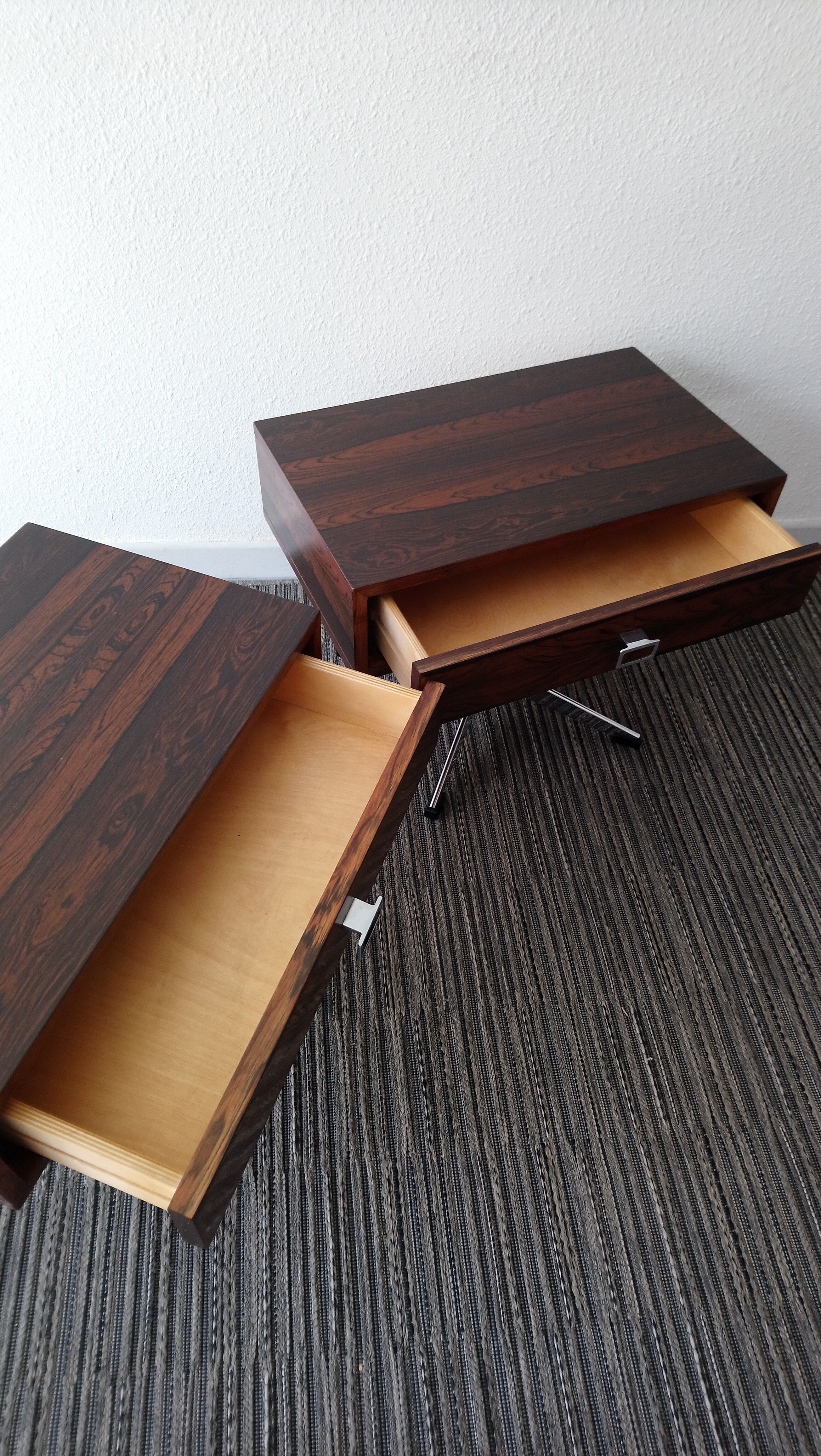 Pair of nightstands in the 1970s rio rosewood