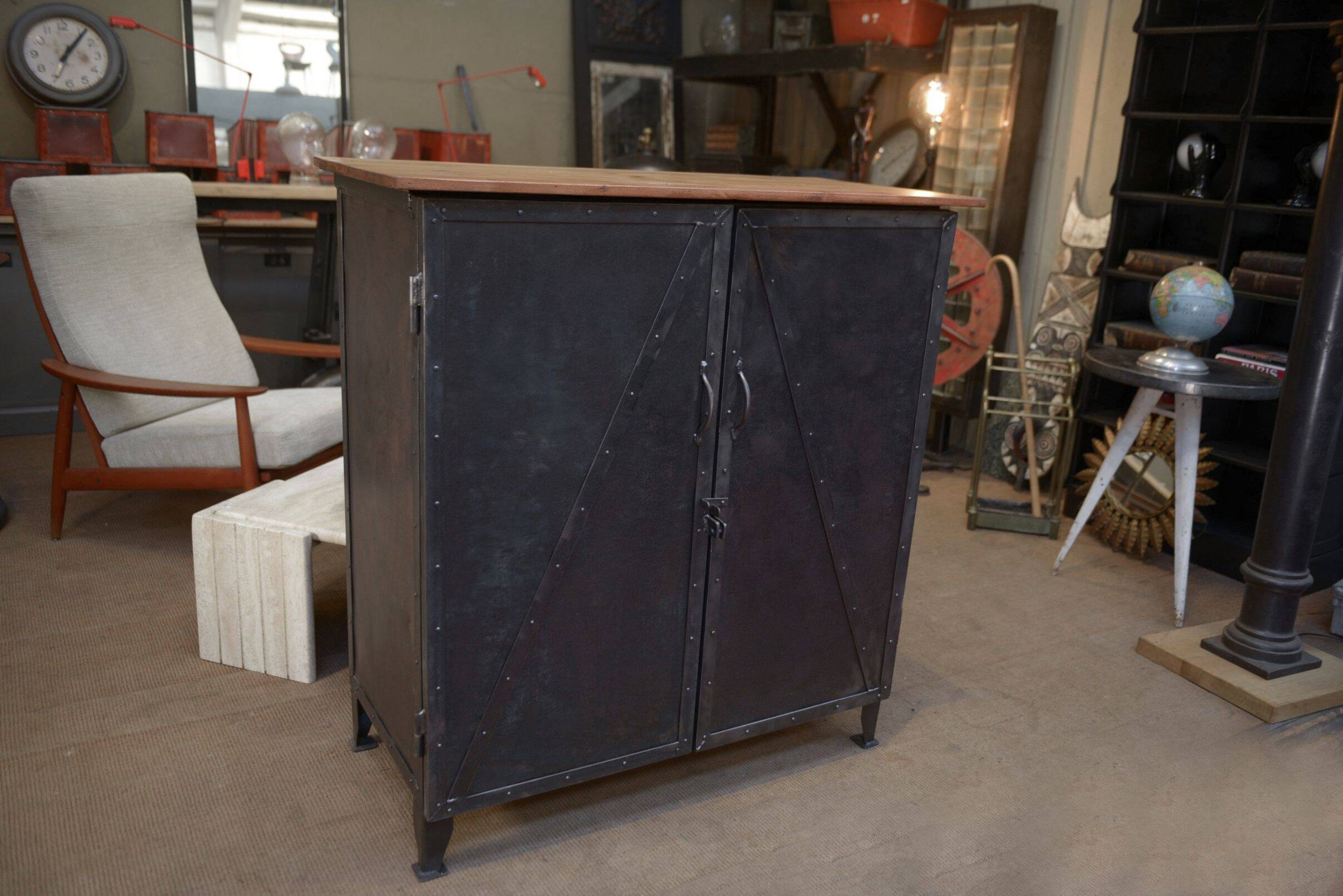 Riveted metal sideboard cabinet 1940