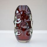 Mid-century modern handmade crystal vase in dark red by Börne Augustsson for Åseda