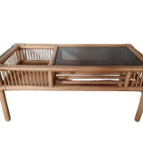 Table basse en bambou et rotin