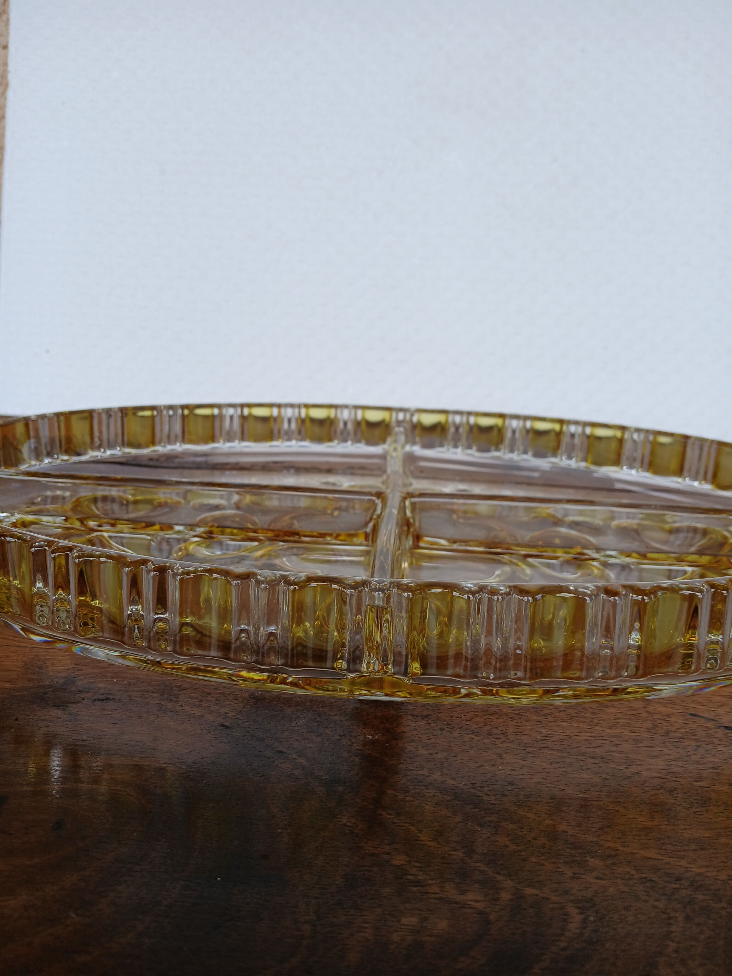 Vintage aperitif plate in glass from West Germany.