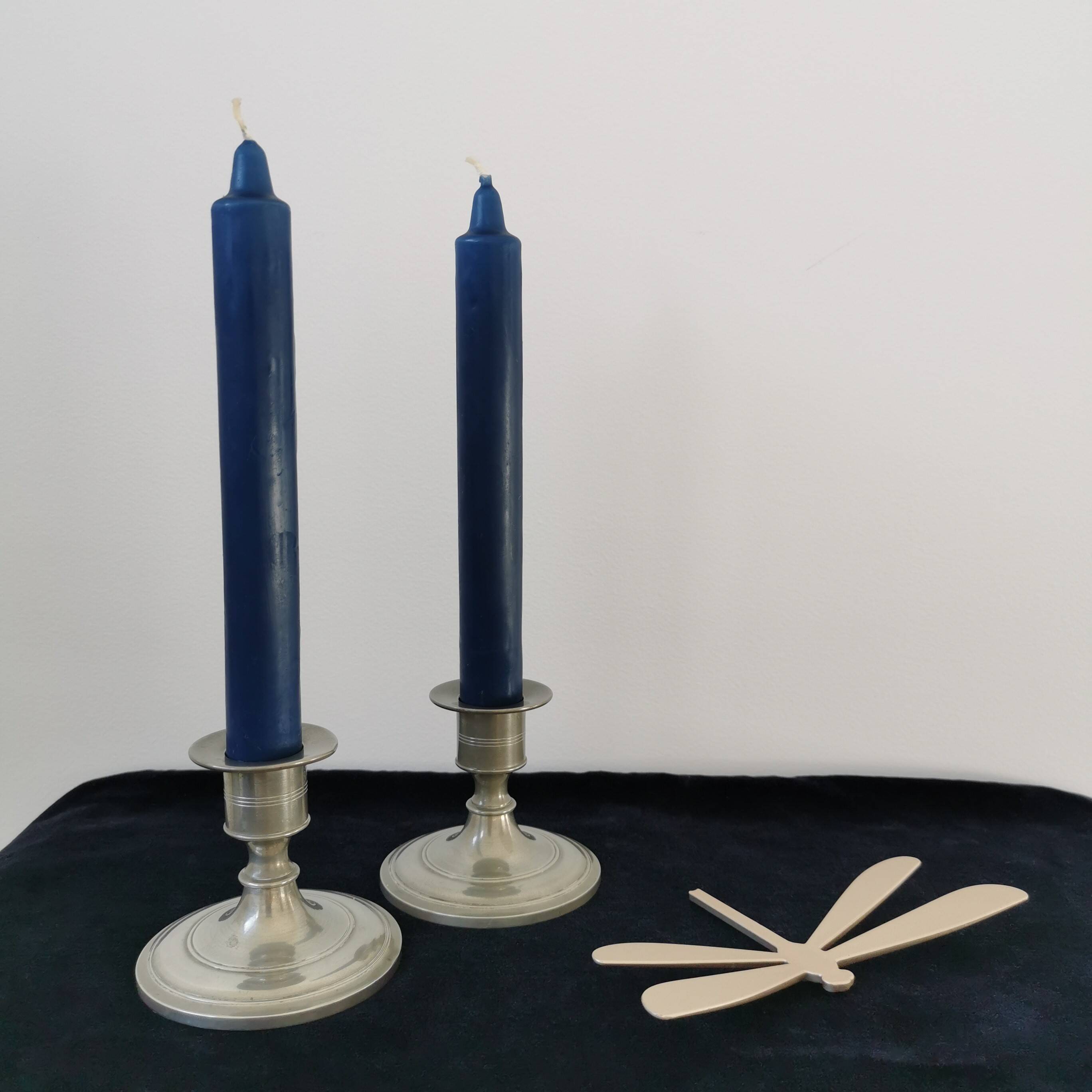 Pair of pewter candlesticks