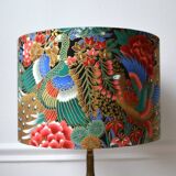 Jouy fabric lampshade, peacock, flowers, gold, 35cm