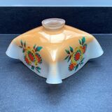Vintage patterned painted glass pendant lampshade, Czechoslovakia