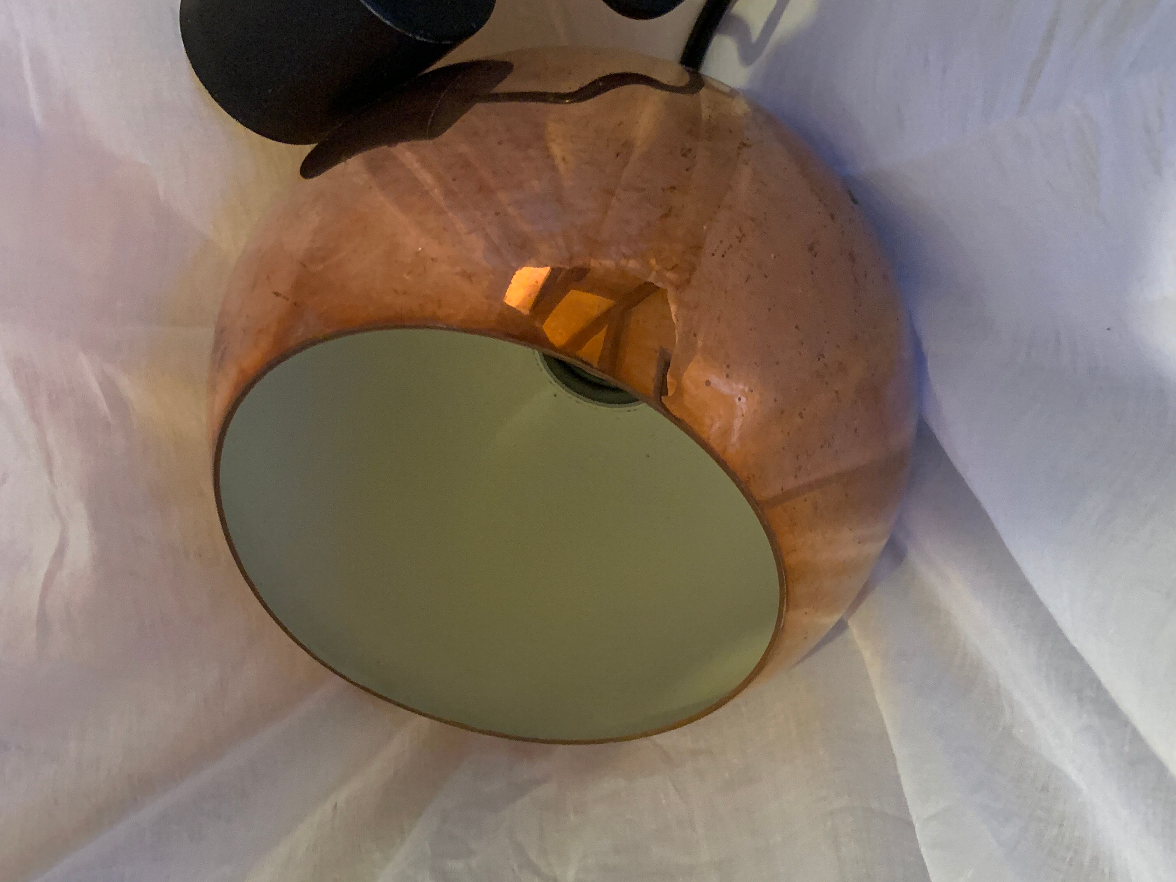 Copper-plated brass globe light fixture