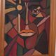 Huile sur toile scandinave originale – “Visage” – TNX 88 cadre vintage