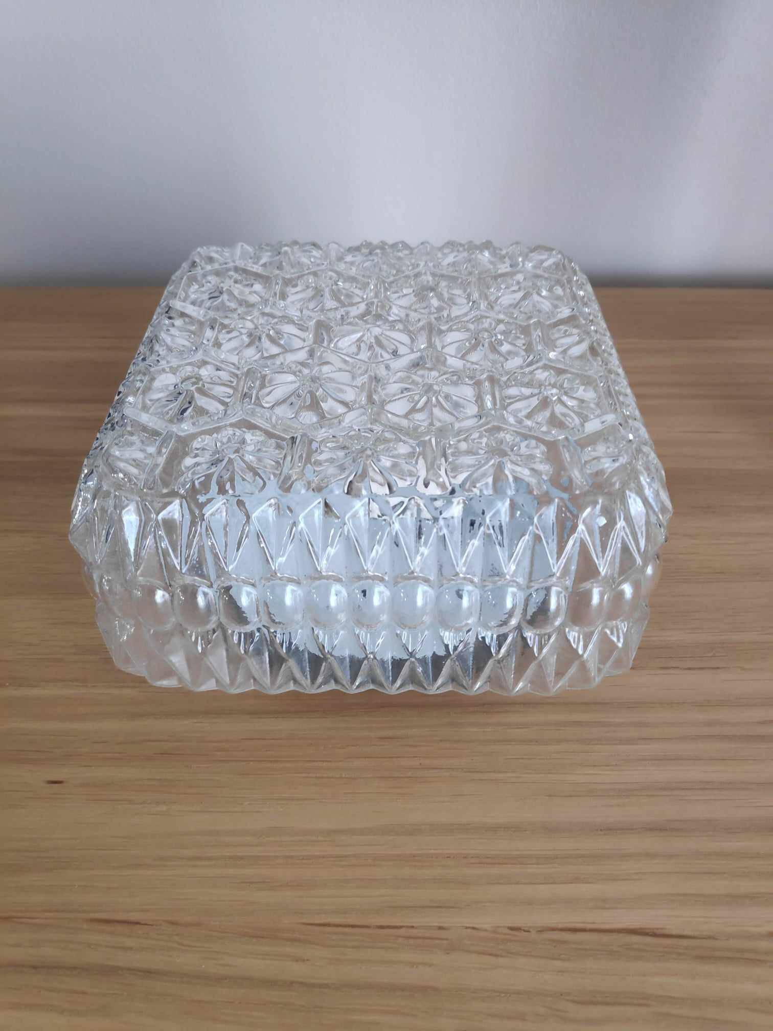 Vintage square worked glass ceiling light