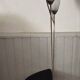 1950s Modernist Floor Lamp with Reading Light, brass and filigree glass.