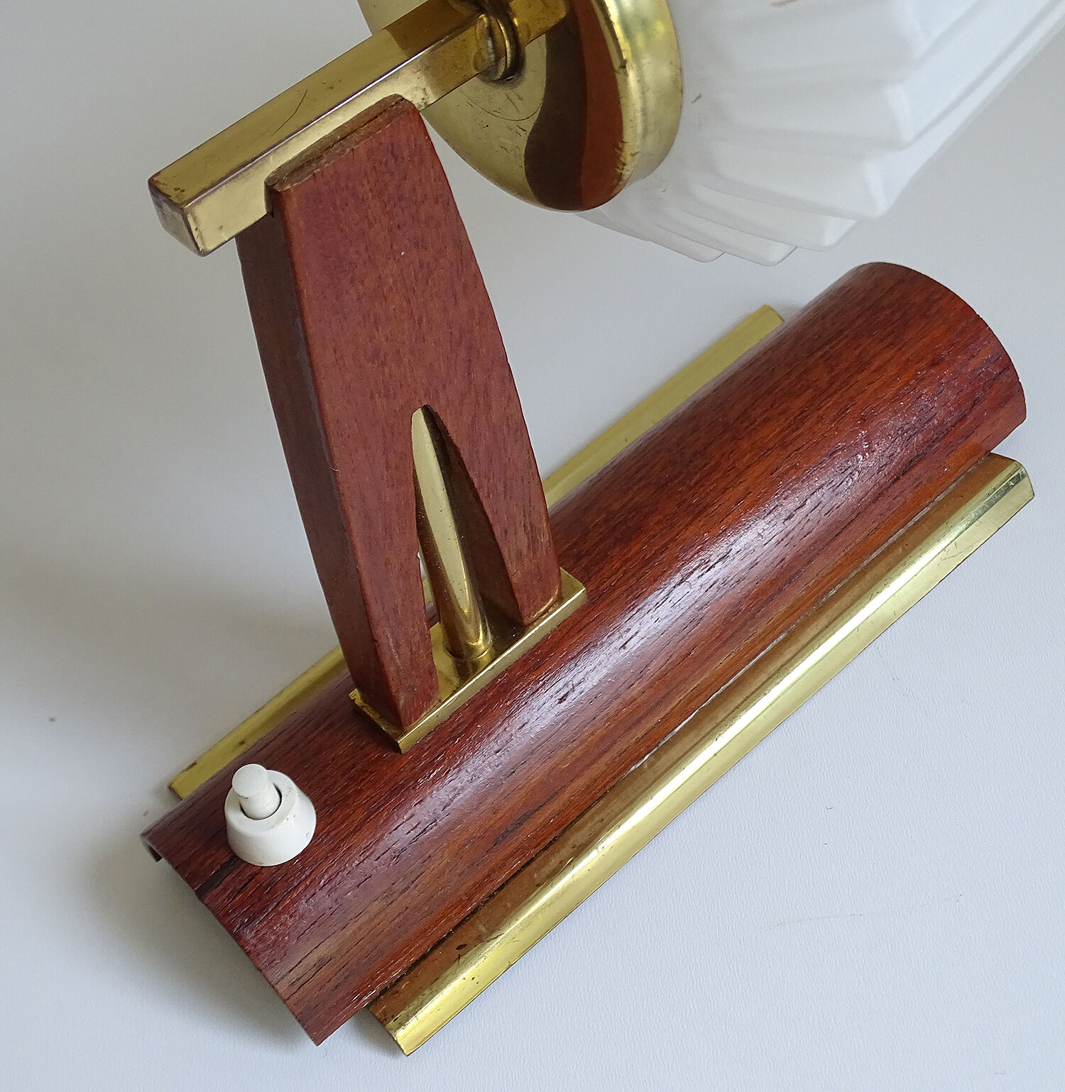 Scandinavian vintage aplique, 60s, teak glass brass