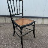 Napoleon III chair in blackened wood and cane