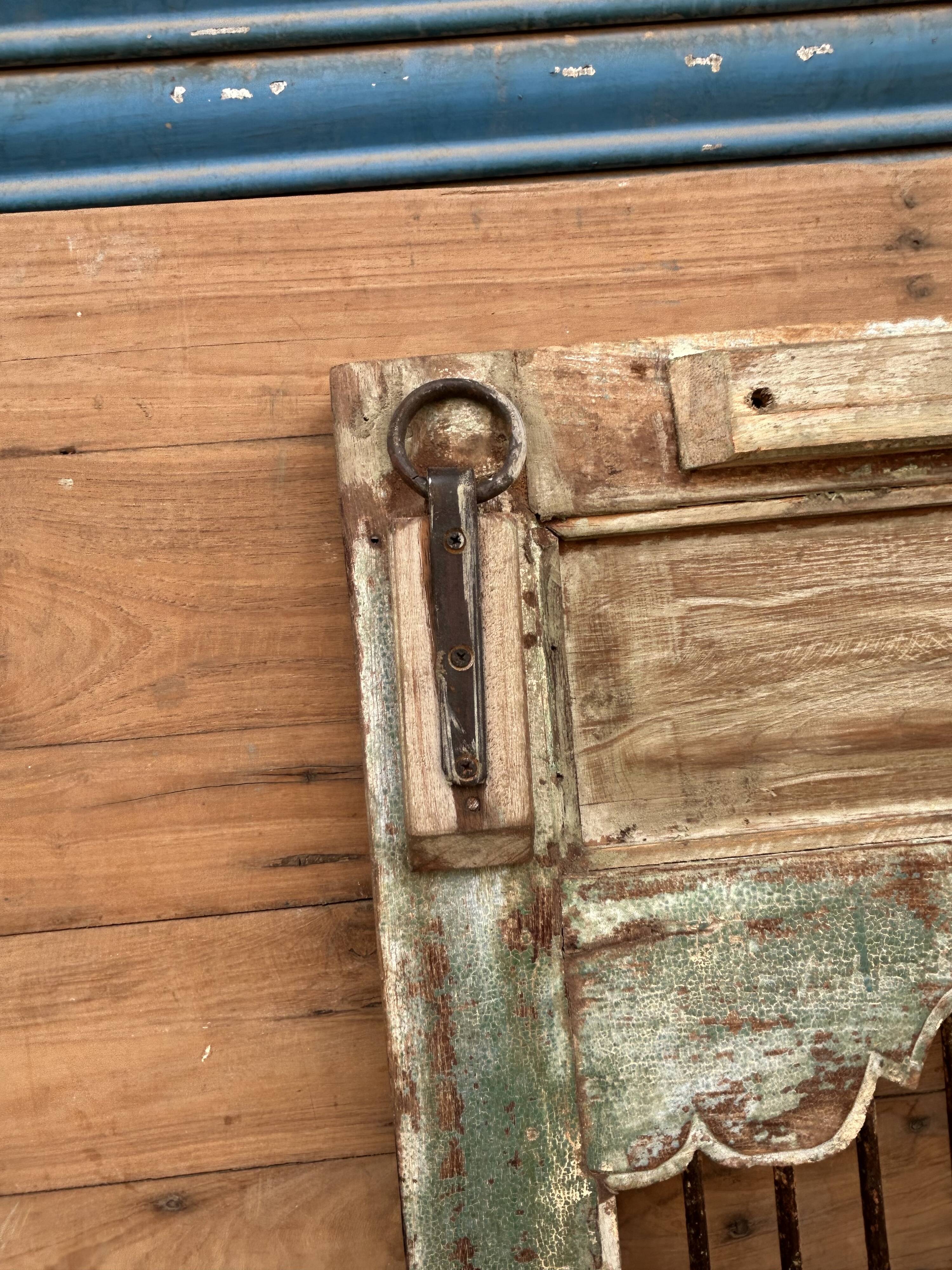 Art Deco patio door in Burmese teak with original patina.