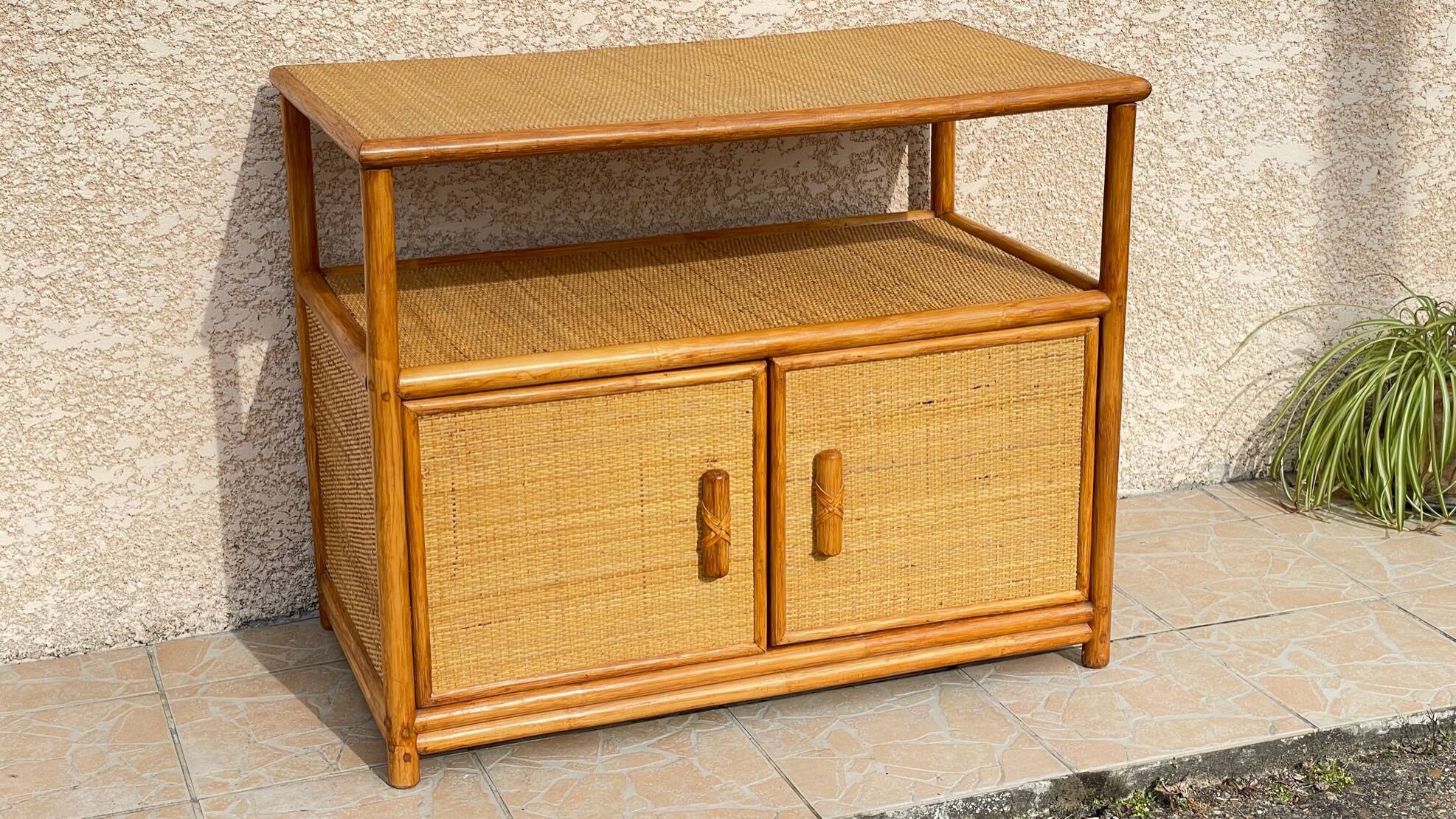 Vintage 80s Bamboo Sideboard