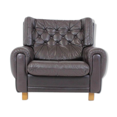 Fauteuil en cuir marron de Vyber République Tchèque 1970s